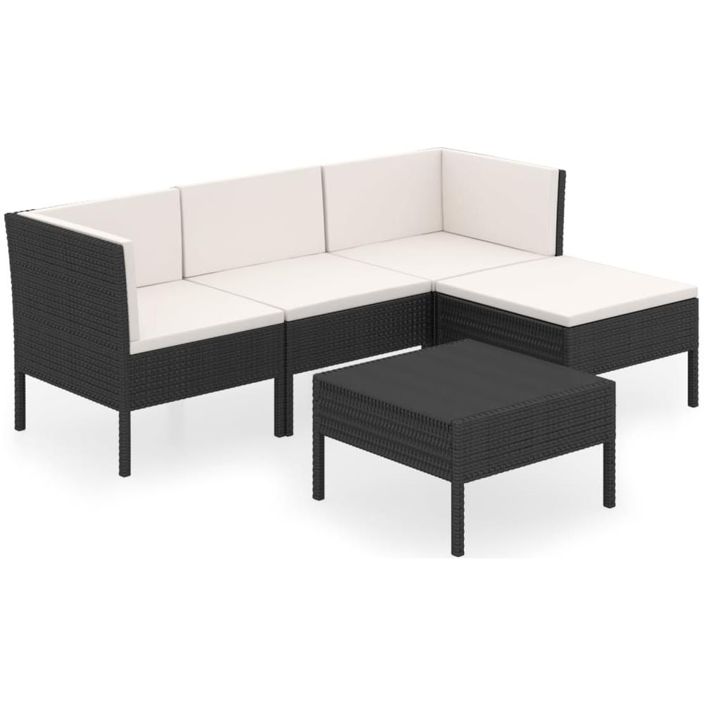 Set Divani Da Giardino 5 Pz Con Cuscini In Polyrattan Nero - Foto 2