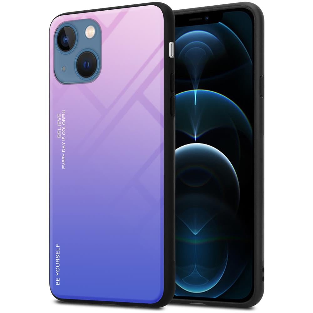 Custodia Compatibile Con Apple Iphone 13 In Rosa - Blu - Coperchio Protettivo Bicolore In Vetro Temperato E Silicone Tpu - Foto 1