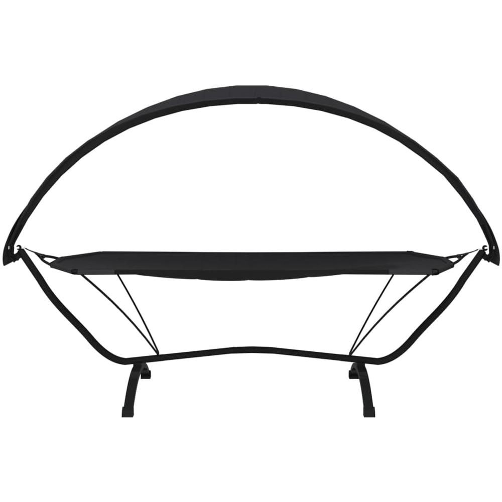 Lettino con Tettuccio per Esterni Nero Acciaio e Tessuto Oxford - Foto 3