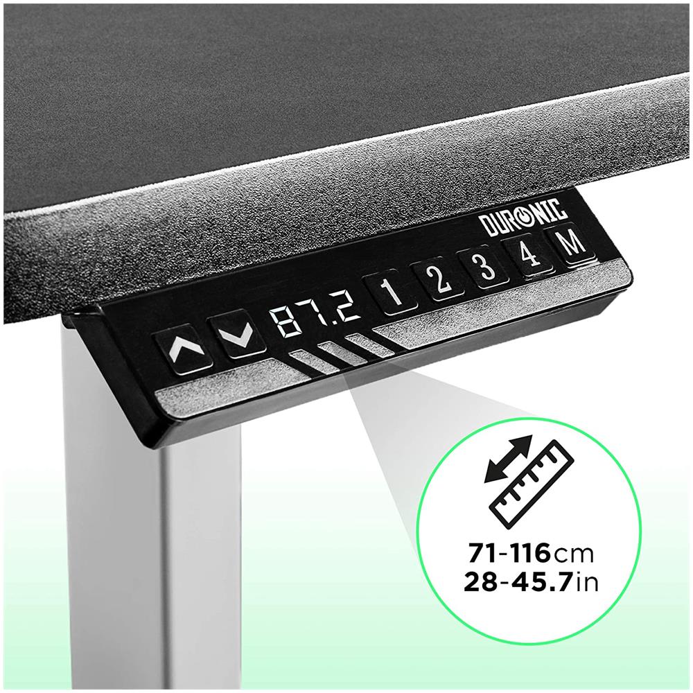 Tm12gy Telaio Per Scrivania Elettrico - Altezza Regolabile 71 - 116 Cm - Postazione Di Lavoro Ergonomica - Funzione Memoria - 2 Livelli - Meccanismo Singolo Di Sollevamento - Argento - Foto 6