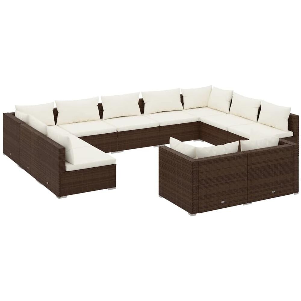 Set Divani Da Giardino 11 Pz Con Cuscini In Polyrattan Marrone - Foto 1