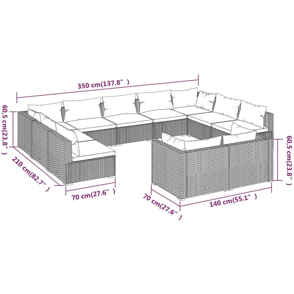 Set Divani Da Giardino 11 Pz Con Cuscini In Polyrattan Marrone - Foto 8