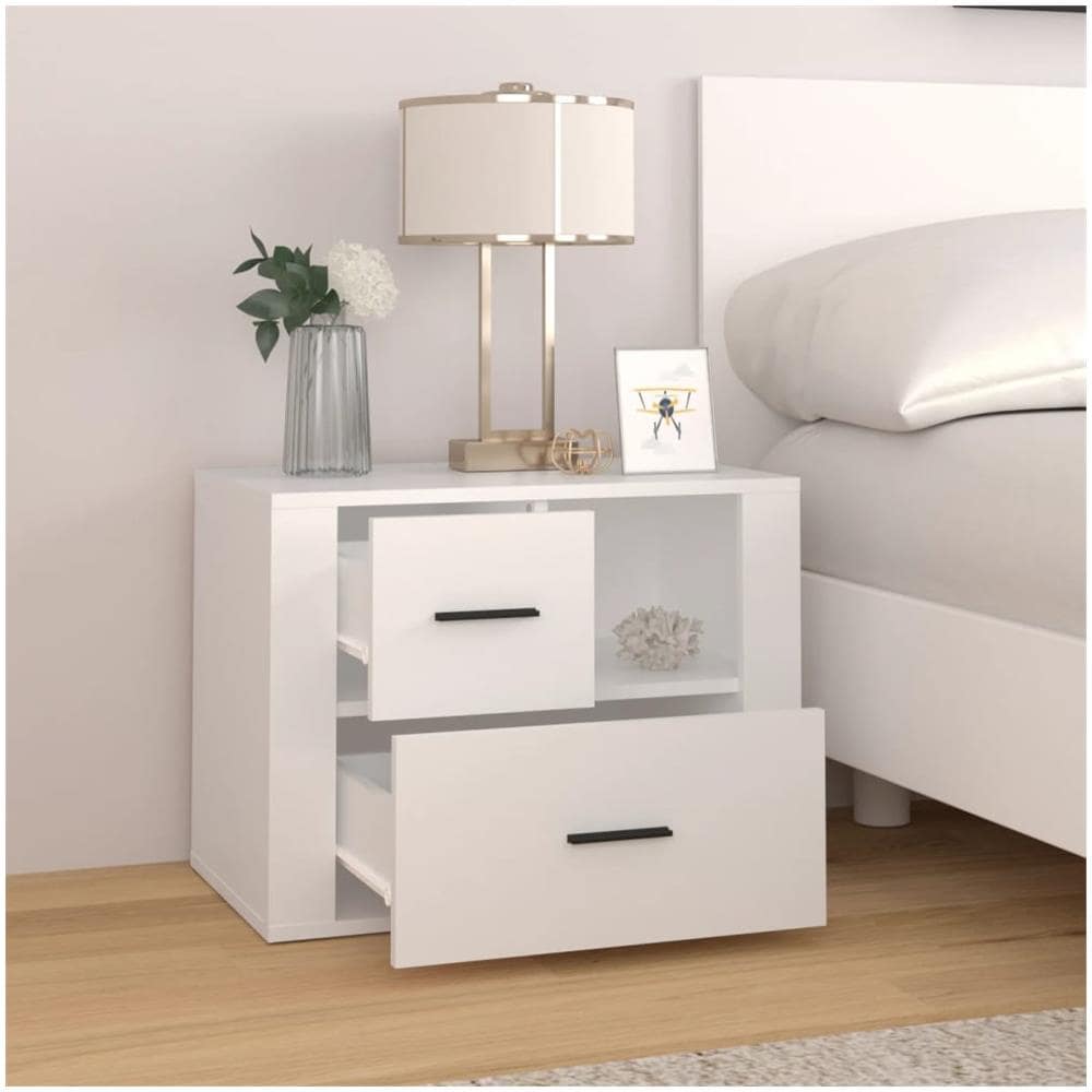 Comodino Bianco 60x36x45 Cm In Legno Ingegnerizzato - Foto 3