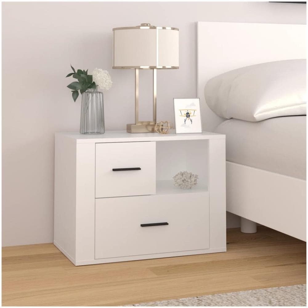 Comodino Bianco 60x36x45 Cm In Legno Ingegnerizzato - Foto 1