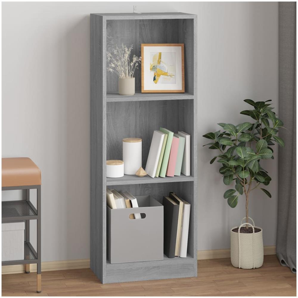 Libreria 3 Ripiani Grigio Sonoma 40x24x109 Cm Legno Multistrato - Foto 1