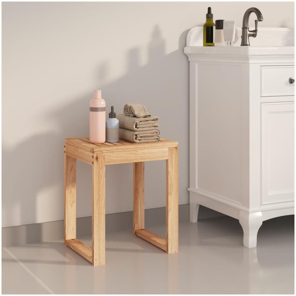 Sgabello Da Bagno 40x30x46 Cm In Legno Massello Di Noce - Foto 1