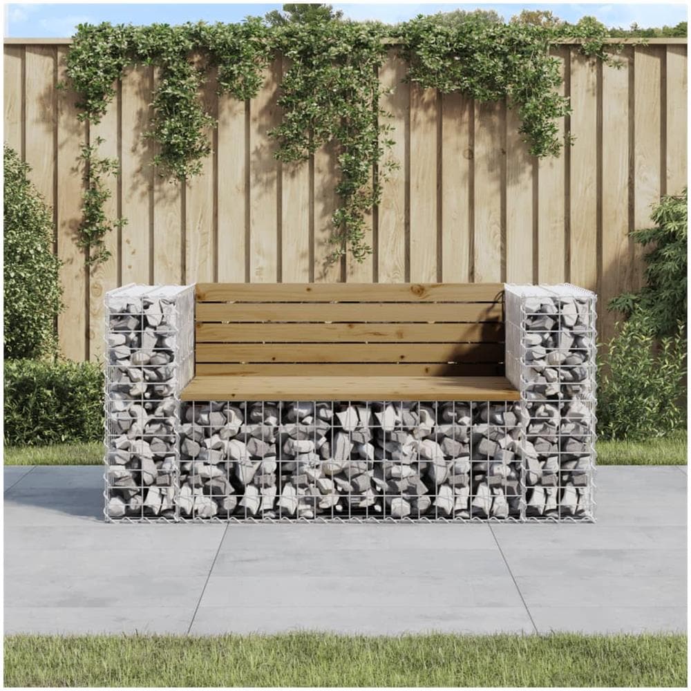 Panca da Giardino Design Gabbione 143x71x65,5cm Pino Impregnato - Foto 1