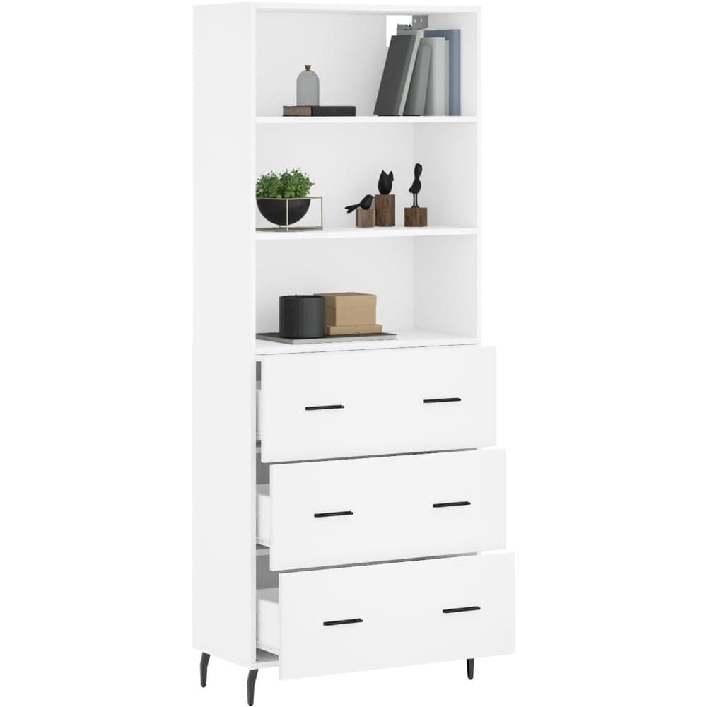 Credenza Bianca 69,5x34x180 Cm In Legno Multistrato - Foto 3