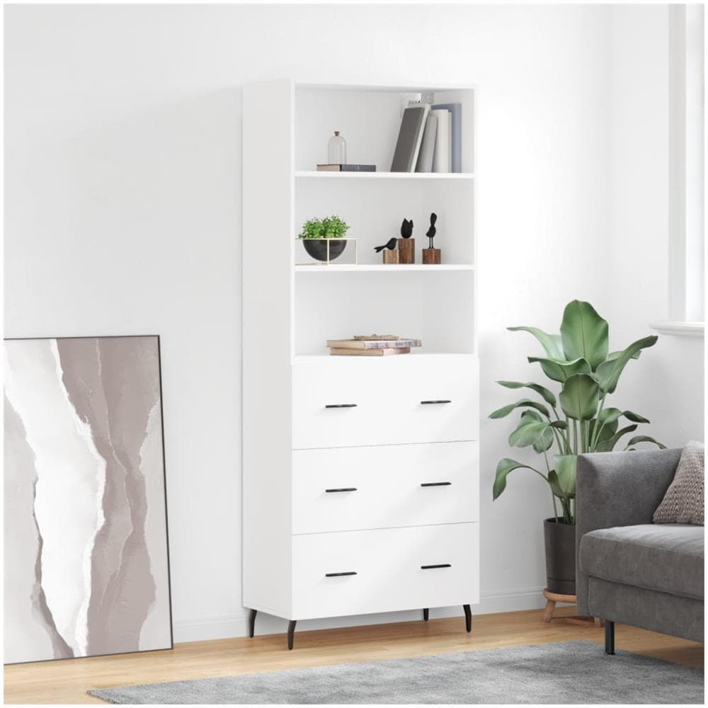 Credenza Bianca 69,5x34x180 Cm In Legno Multistrato - Foto 1