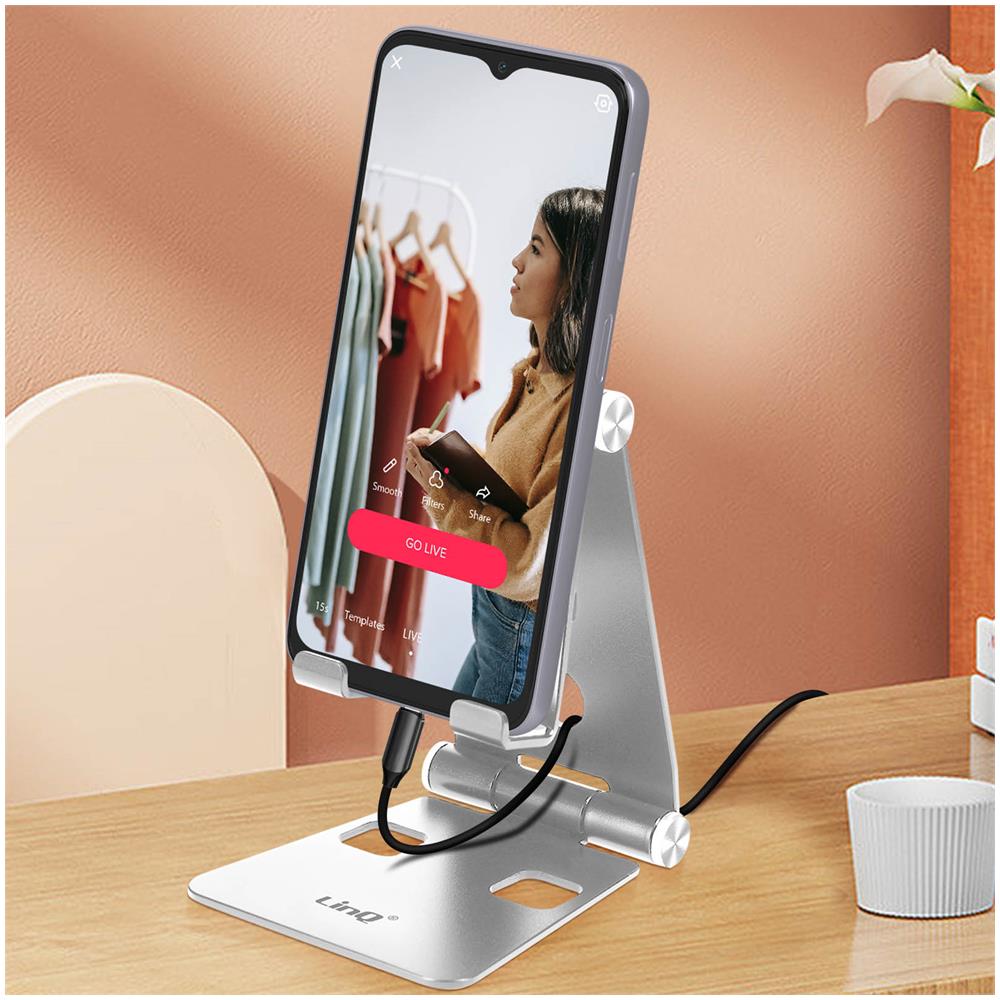 Mini Supporto Da Tavolo Argento Pieghevole Per Smartphone,, Ultra Compatto - Foto 2