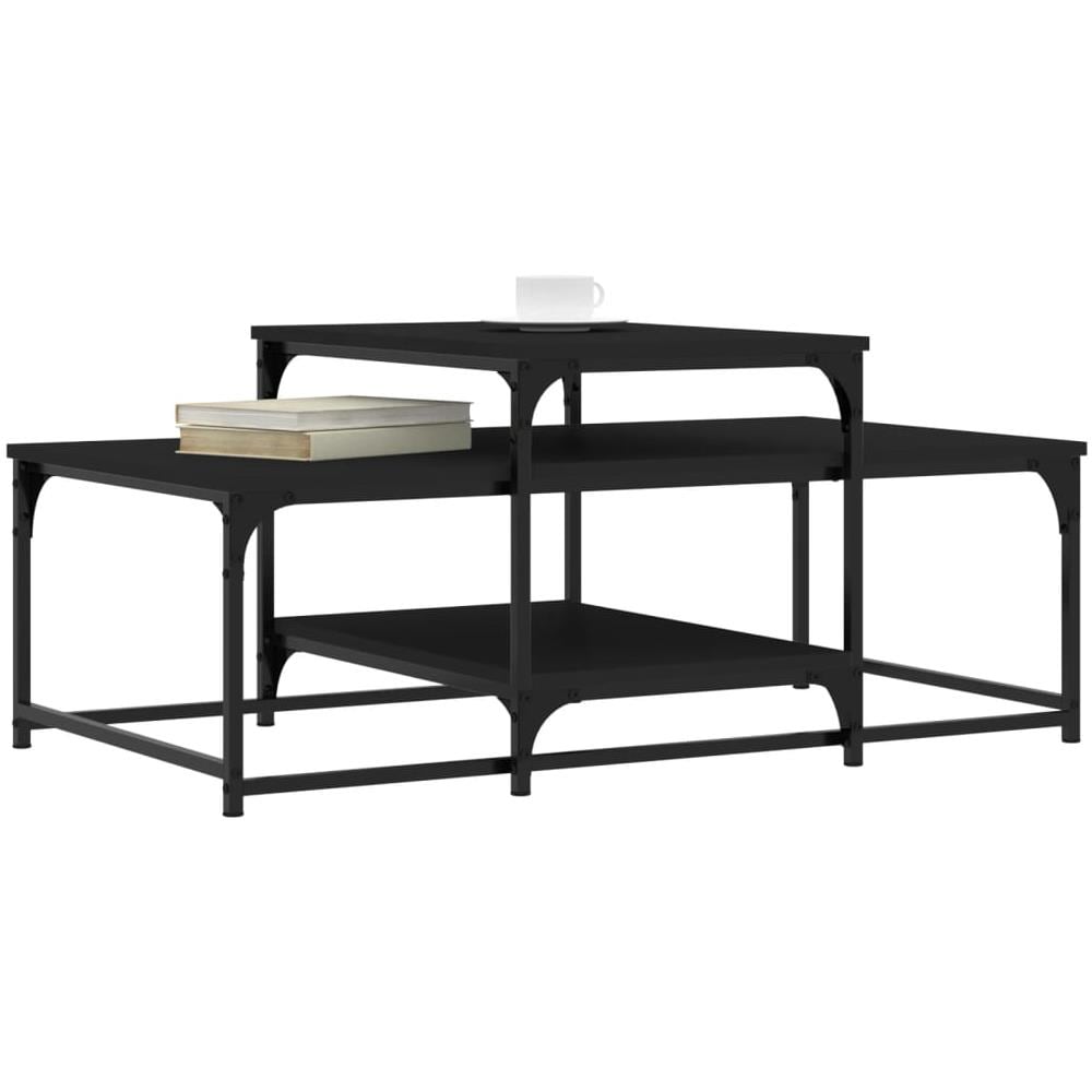 Tavolino Da Salotto Nero 102x60x45 Cm In Legno Multistrato - Foto 3