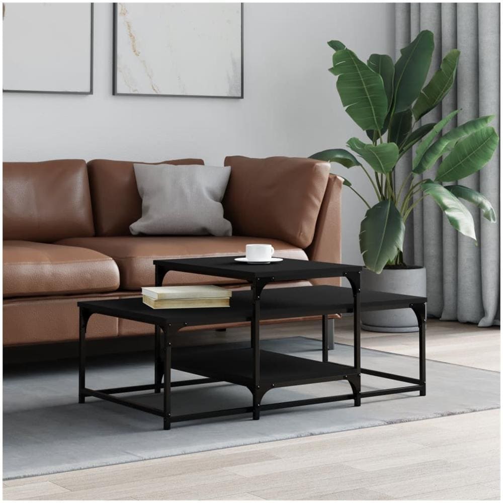 Tavolino Da Salotto Nero 102x60x45 Cm In Legno Multistrato - Foto 1