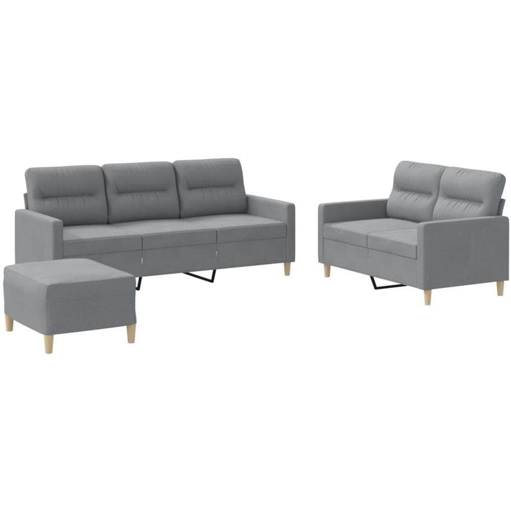 Set Di Divani 3 Pz Con Cuscini Grigio Chiaro In Tessuto - Foto 2