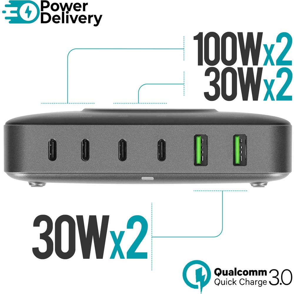 Stazione Di Ricarica Gan 100w 4smarts, Dock A Induzione + 4x Usb-c + 2x Usb - Foto 5