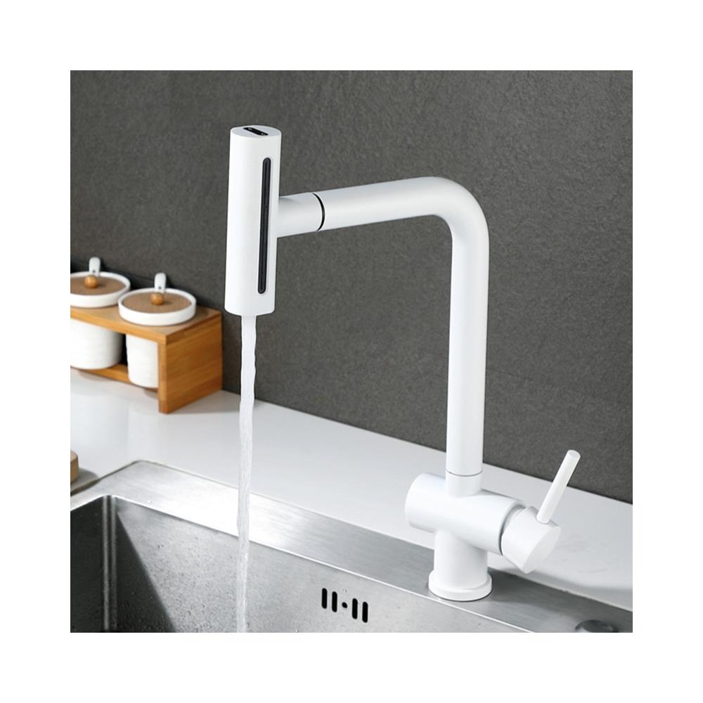 Rubinetto per lavello da cucina, Blackswan, tipo M376, modello bianco, con doccia mobile a 4 vie, misura 41 cm - Foto 4