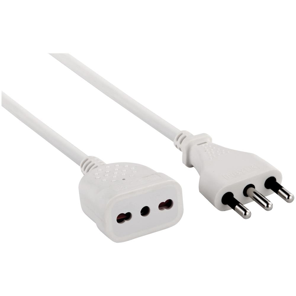 46124 Prolunga 5 Mt Spina E Presa Bivalente 10/16a, Bianco - Sezione Cavo 3g1 Mm² - Foto 1