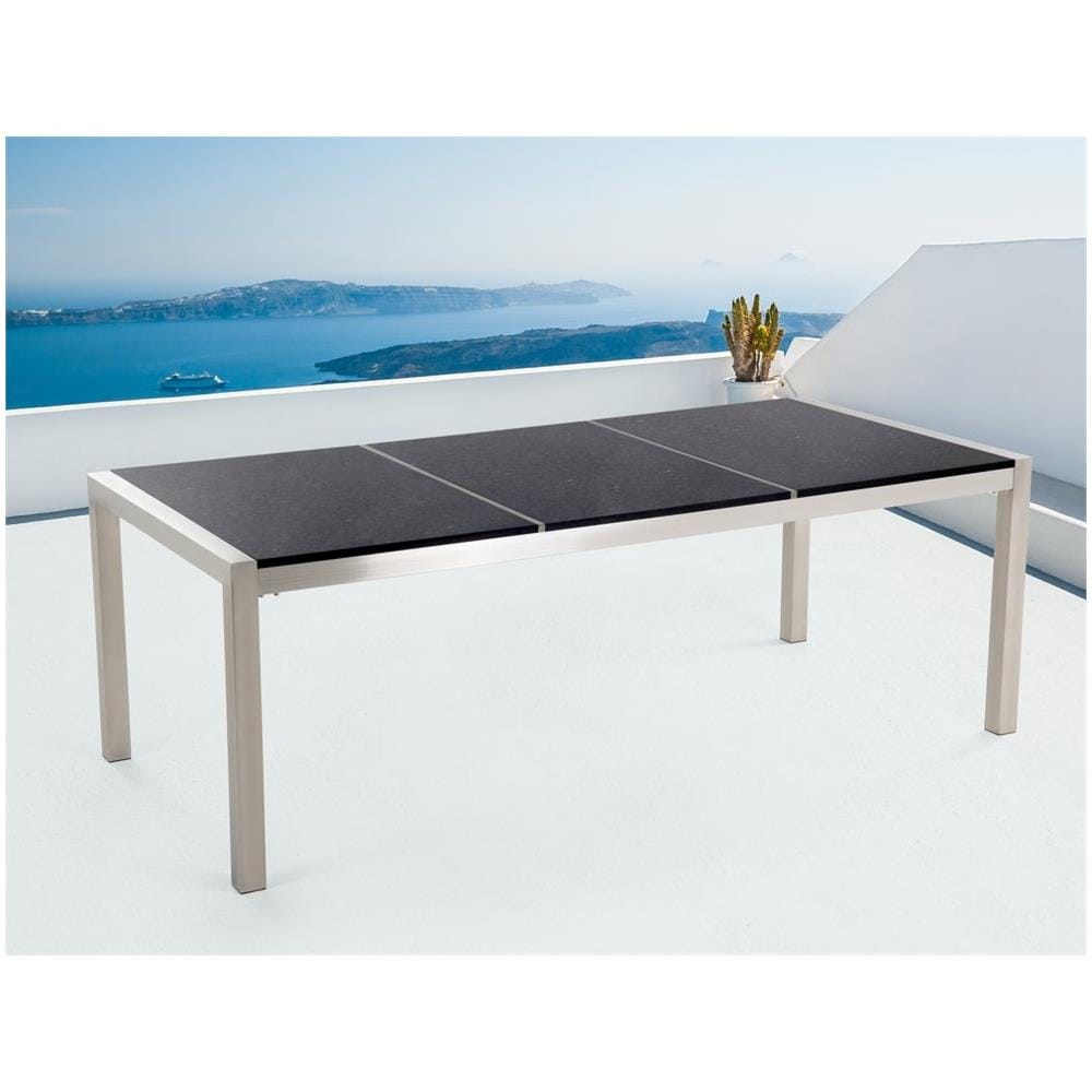 Tavolo Da Giardino In Acciaio E Basalto 220 Cm In Color Nero Lucido - Grosseto - Foto 2