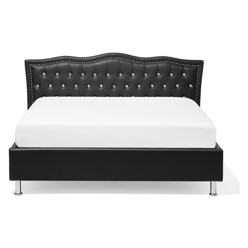 Letto In Pelle Sintetica Nera 140x200cm Metz - Foto 2