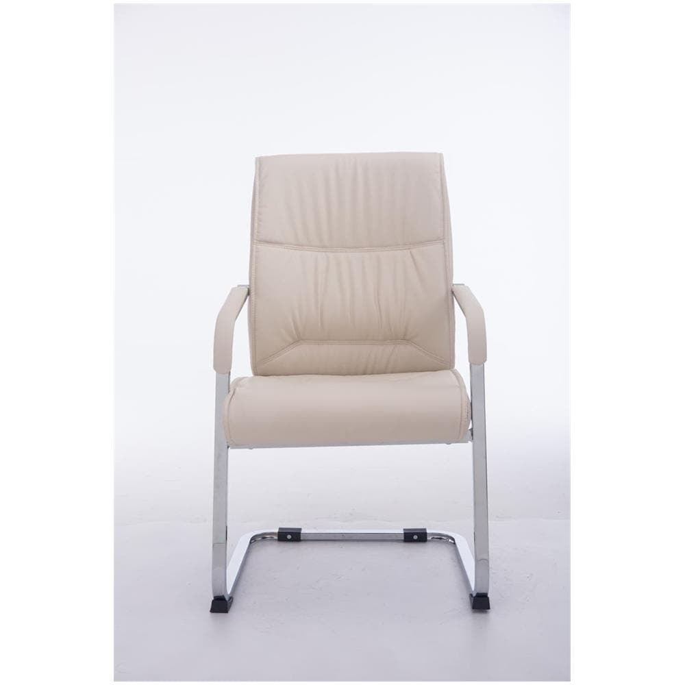 Sedia Cantilever XXL con Braccioli Anubis I Sedia Ospite Ufficio in Similpelle I Sedia Studio Carico Max 260 kg I Sedia Imbottita Attesa Crema - Foto 2