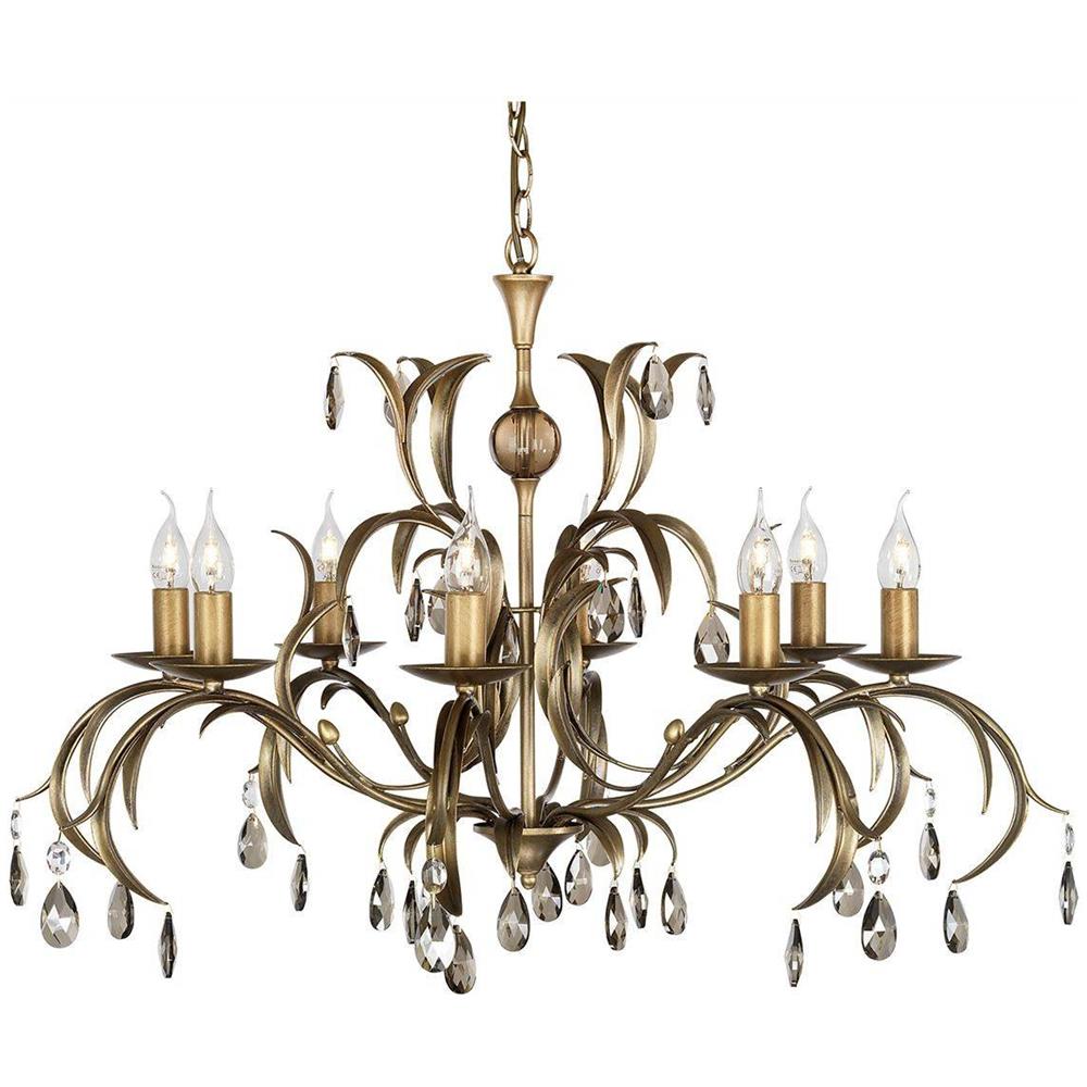 Lampadario A 8 Luci Con Foglie Floreali In Bronzo Metallizzato - Foto 1