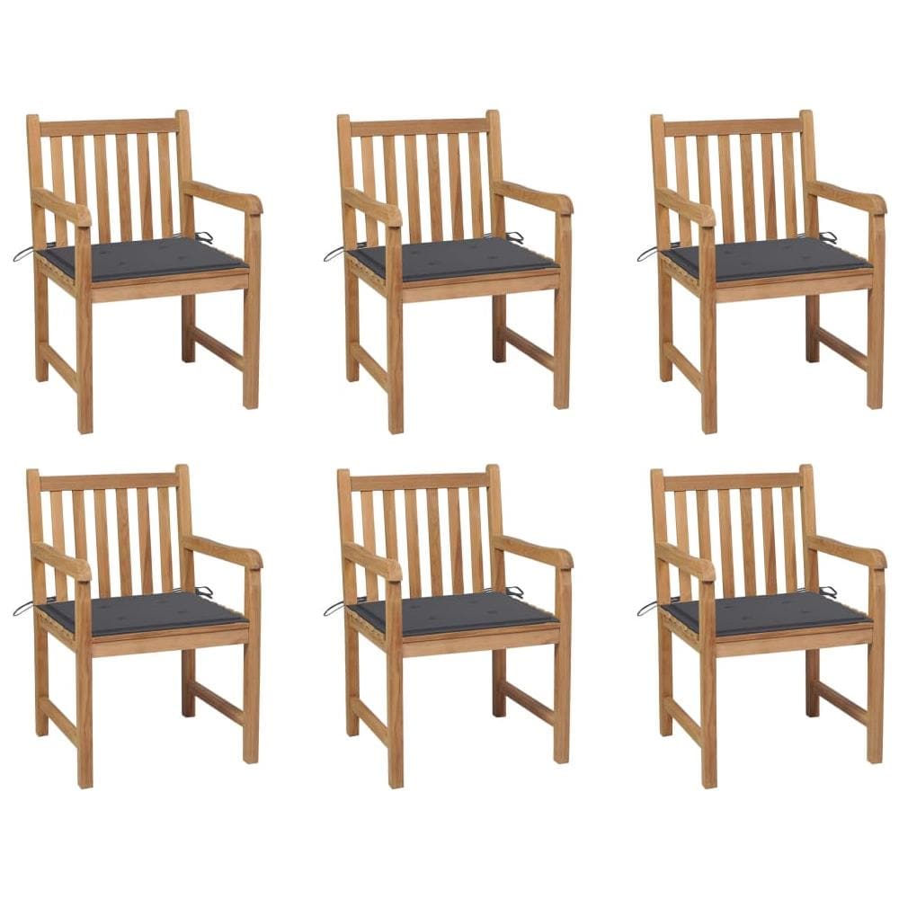 Sedie da Giardino 6 pz con Cuscini Antracite Massello di Teak - Foto 1