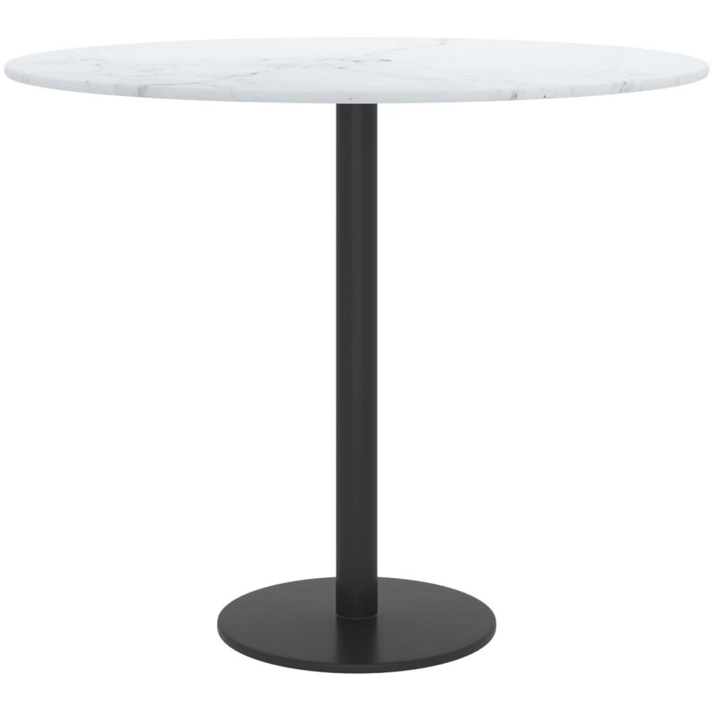 Piano Per Tavolo Bianco 50x0,8 Cm In Vetro Aspetto Marmo - Foto 2