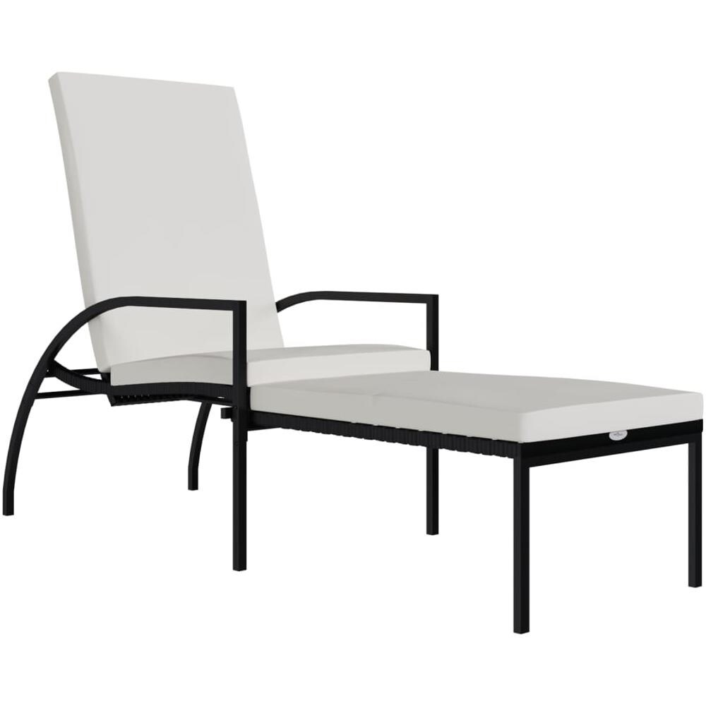 Lettino Prendisole Con Poggiapiedi In Rattan Pe Nero - Foto 2