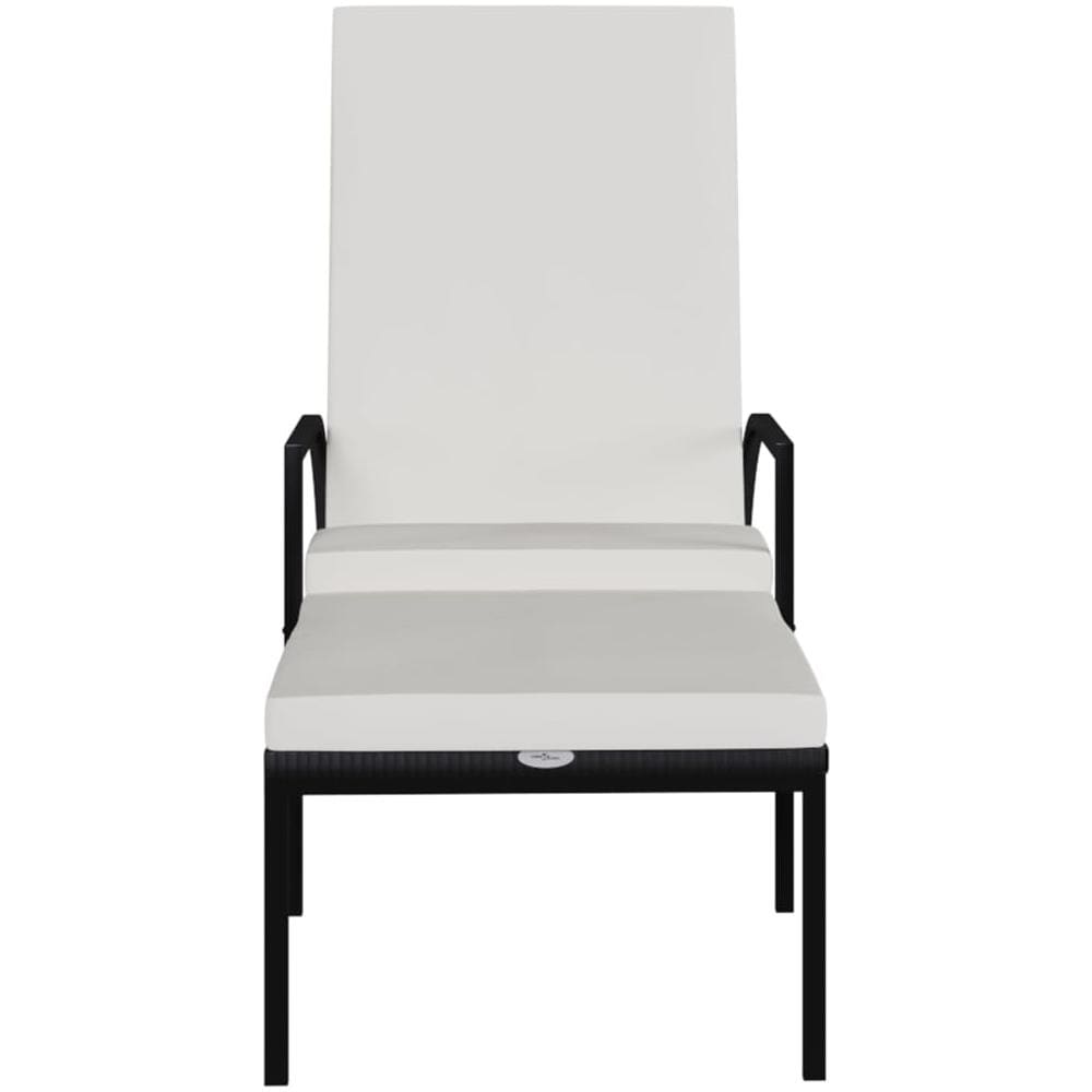 Lettino Prendisole Con Poggiapiedi In Rattan Pe Nero - Foto 3