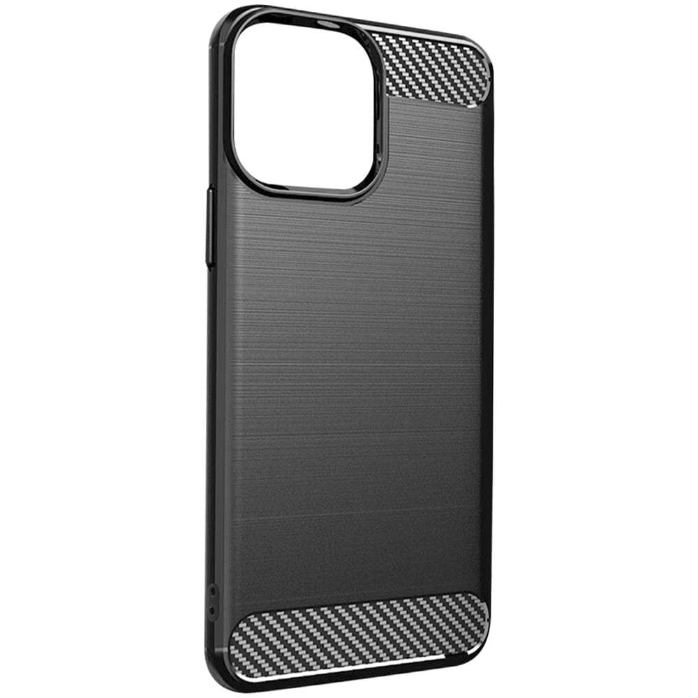 Cover Iphone 14 Pro Bumper Carbonio Effetto Spazzolato Nera - Foto 5