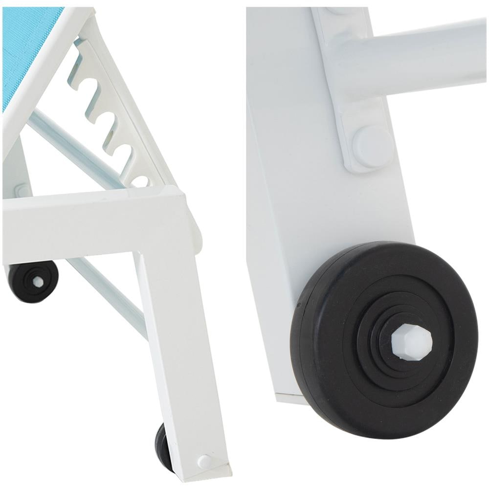 Set Di 2 Lettini Barbados In Textilene Blu - Alluminio Bianco - Foto 2