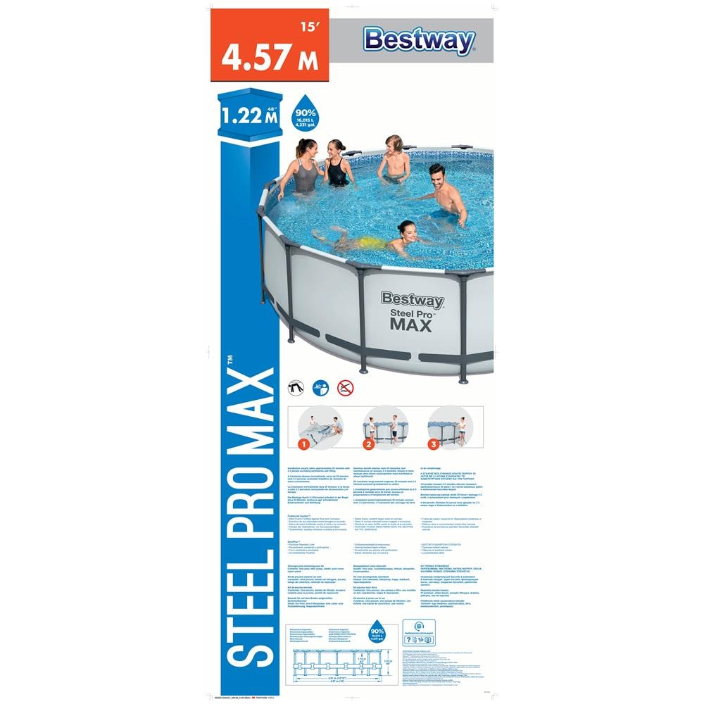 Steel Pro 56438 piscina fuori terra Piscina con bordi Piscina rotonda 16015 L Blu - Foto 9