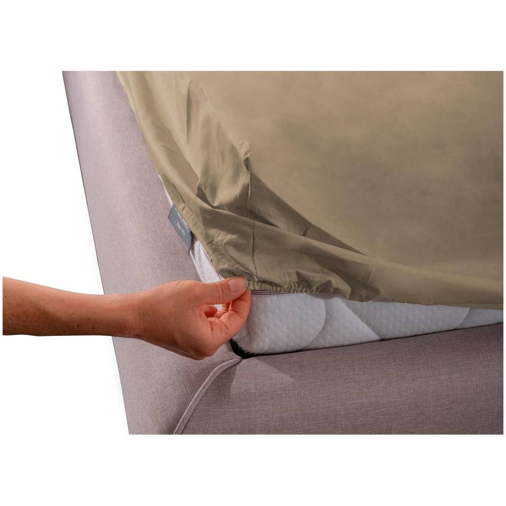 Lenzuolo Sotto Angoli Camper Roulotte 100% Cotone Tinta Unita Personalizzabile Singolo Tortora - Foto 1