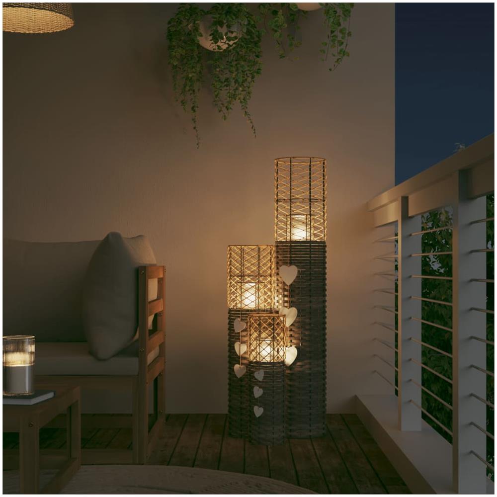 Portacandele 3 Pz In Vimini Grigio - Foto 3