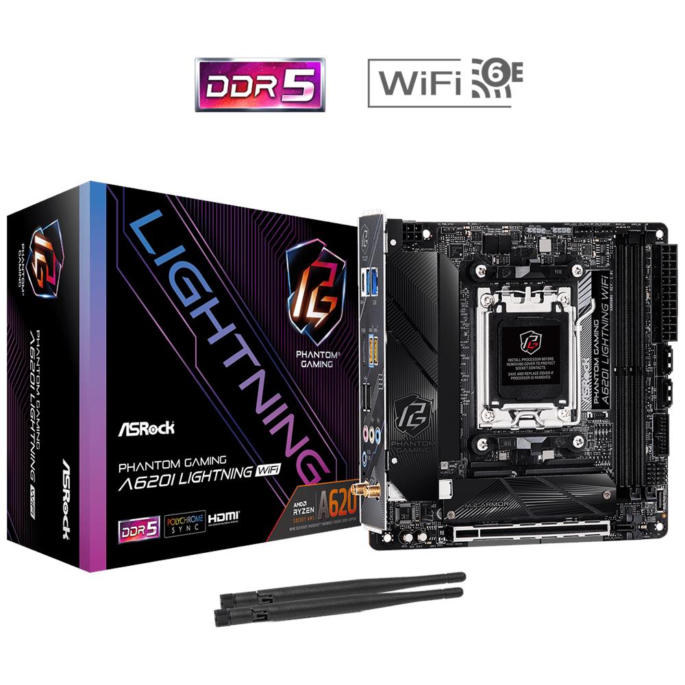 Scheda Madre A620I Lightning WiFi Socket AM5 Chipset AMD A620 mini ITX - Foto 1