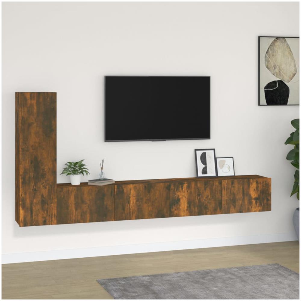 Set Mobili Porta Tv 3 Pz Rovere Fumo In Legno Multistrato - Foto 1
