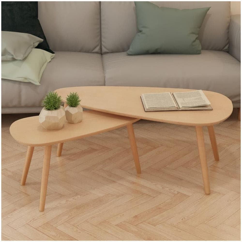 Set Tavolini Da Caffè 2 Pz In Massello Di Pino Marroni - Foto 1