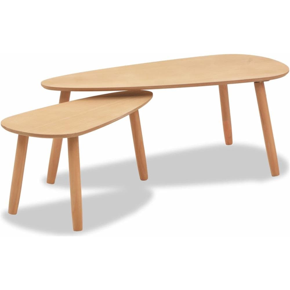 Set Tavolini Da Caffè 2 Pz In Massello Di Pino Marroni - Foto 2