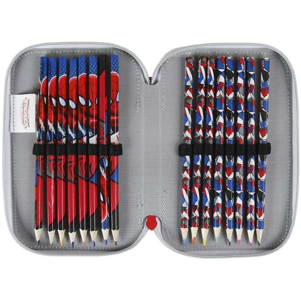 Astuccio Triplo Spiderman 3 Zip Completo Accessoriato Bambini Scuola - Foto 2