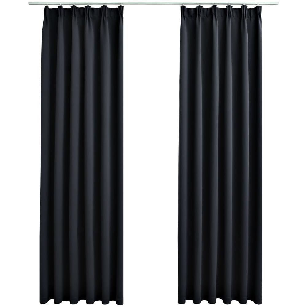 Tende Oscuranti Con Ganci 2 Pz Nere 140x245 Cm - Foto 2