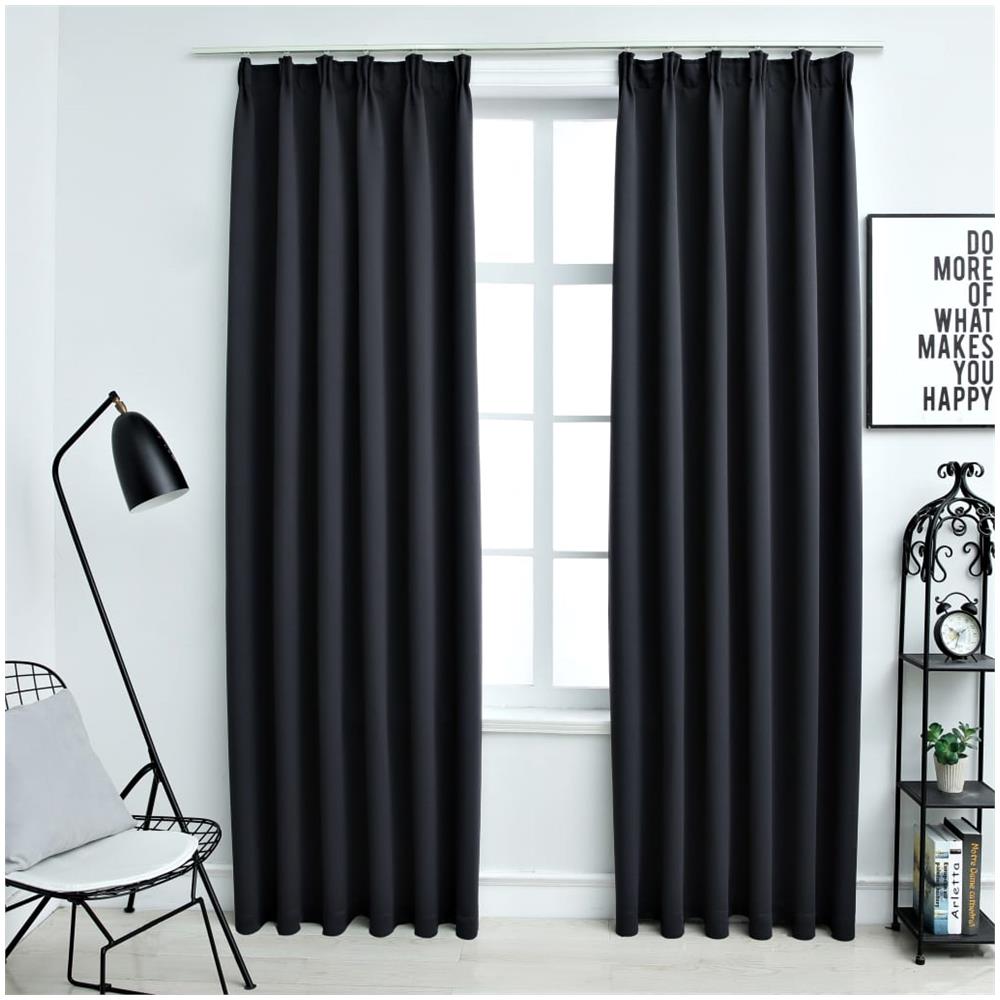 Tende Oscuranti Con Ganci 2 Pz Nere 140x245 Cm - Foto 1
