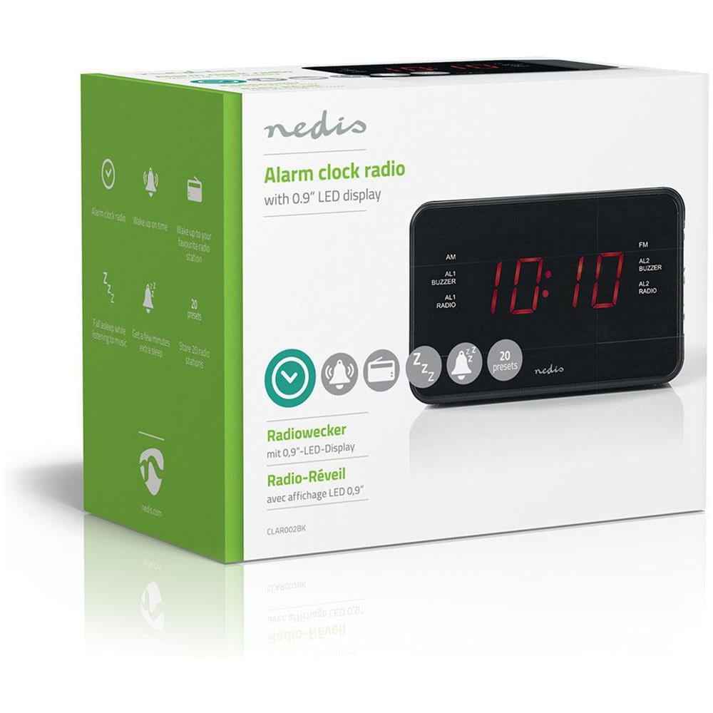 Radiosveglia Digitale con LED da 0,9" Radio AM / FM 20 Memorie Funzione Posponi Colore Nero - Foto 6