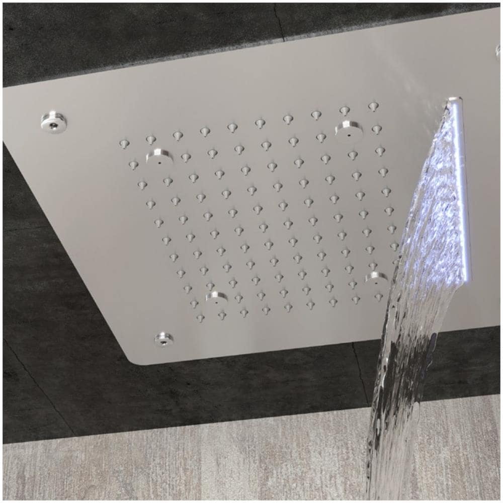 Soffione Doccia Led A Soffitto Installazione Da Incasso Con Cascata Acciaio Inox Quadro - Foto 2