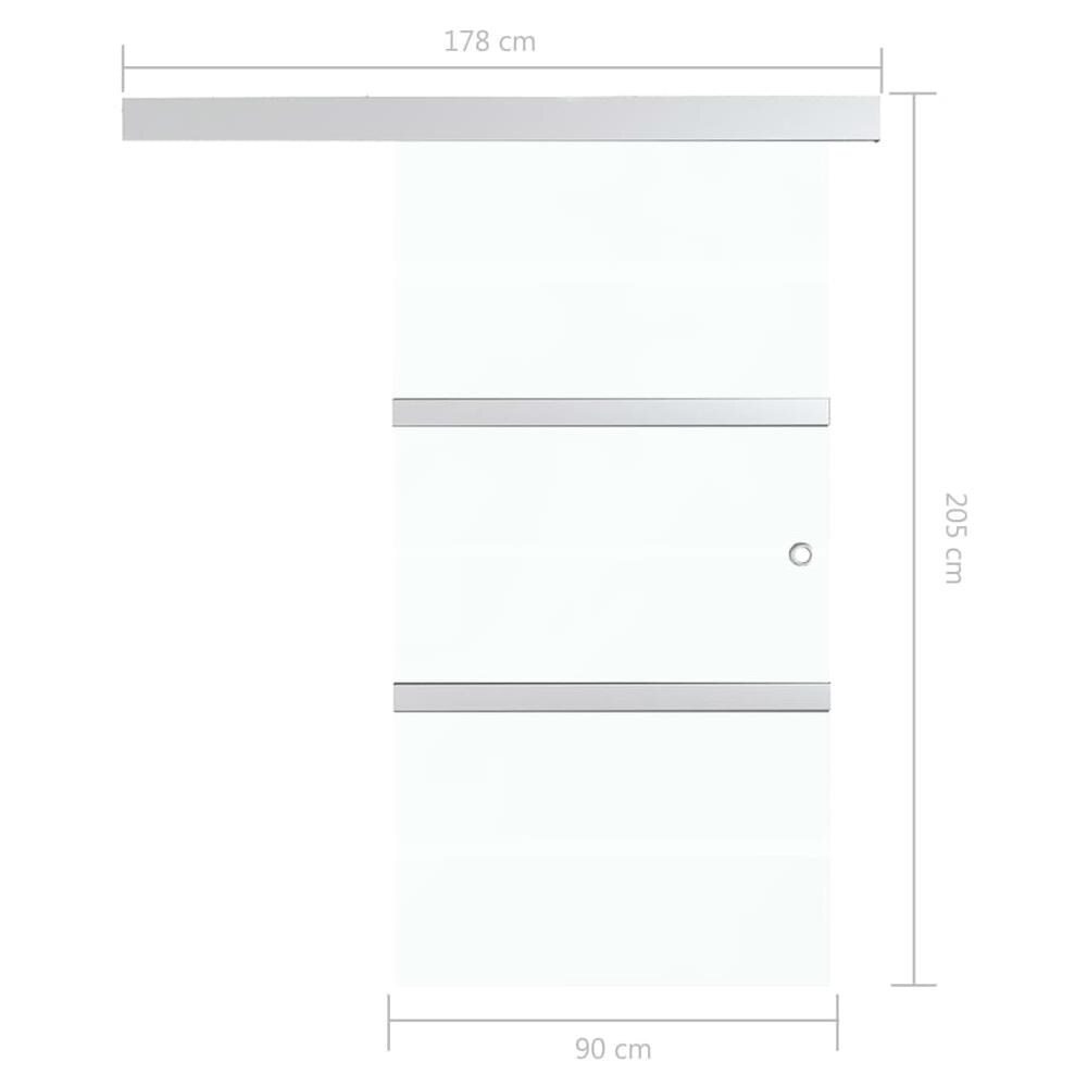Porta Scorrevole in Vetro ESG e Alluminio 90x205cm Argento - Foto 7