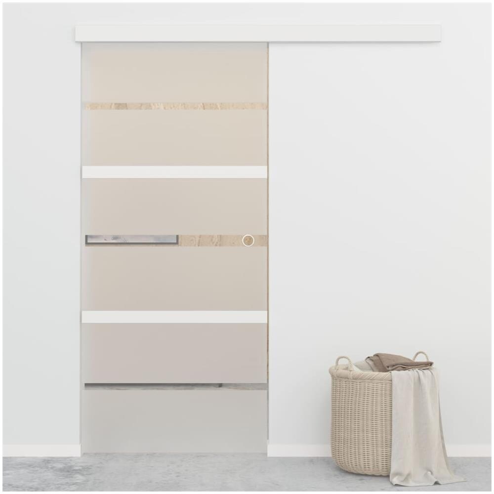 Porta Scorrevole in Vetro ESG e Alluminio 90x205cm Argento - Foto 1