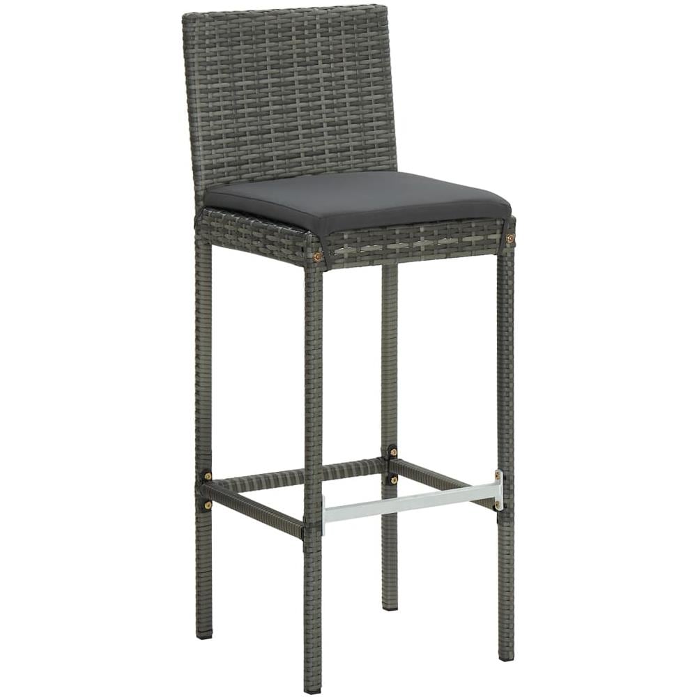 Sgabelli da Bar con Cuscini 4 pz Grigi in Polyrattan - Foto 2