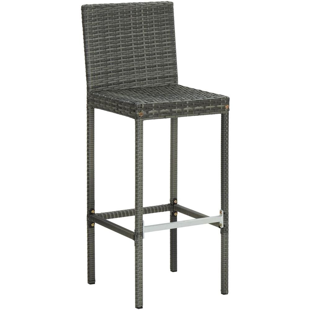 Sgabelli da Bar con Cuscini 4 pz Grigi in Polyrattan - Foto 3