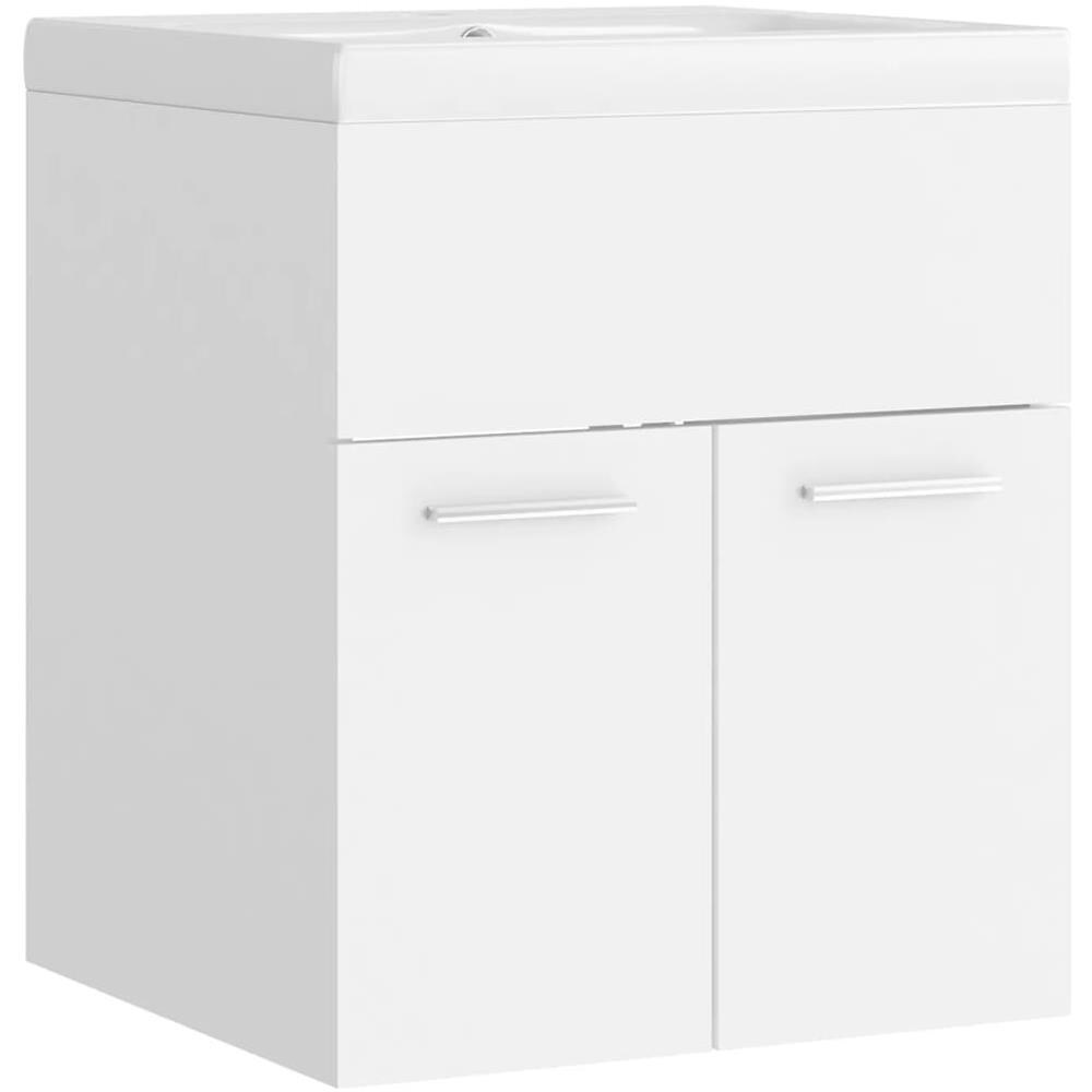 Mobile Bagno con Lavabo Integrato Bianco in Legno Multistrato - Foto 2
