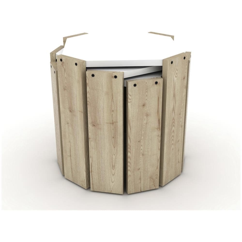 Tris Tavolini Richiudibili Rovere Piano Bianco Multiuso - Foto 1