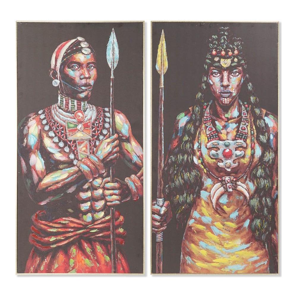 Quadro Tela Africano (2 Pcs) (60 X 5 X 120 Cm) - Foto 1