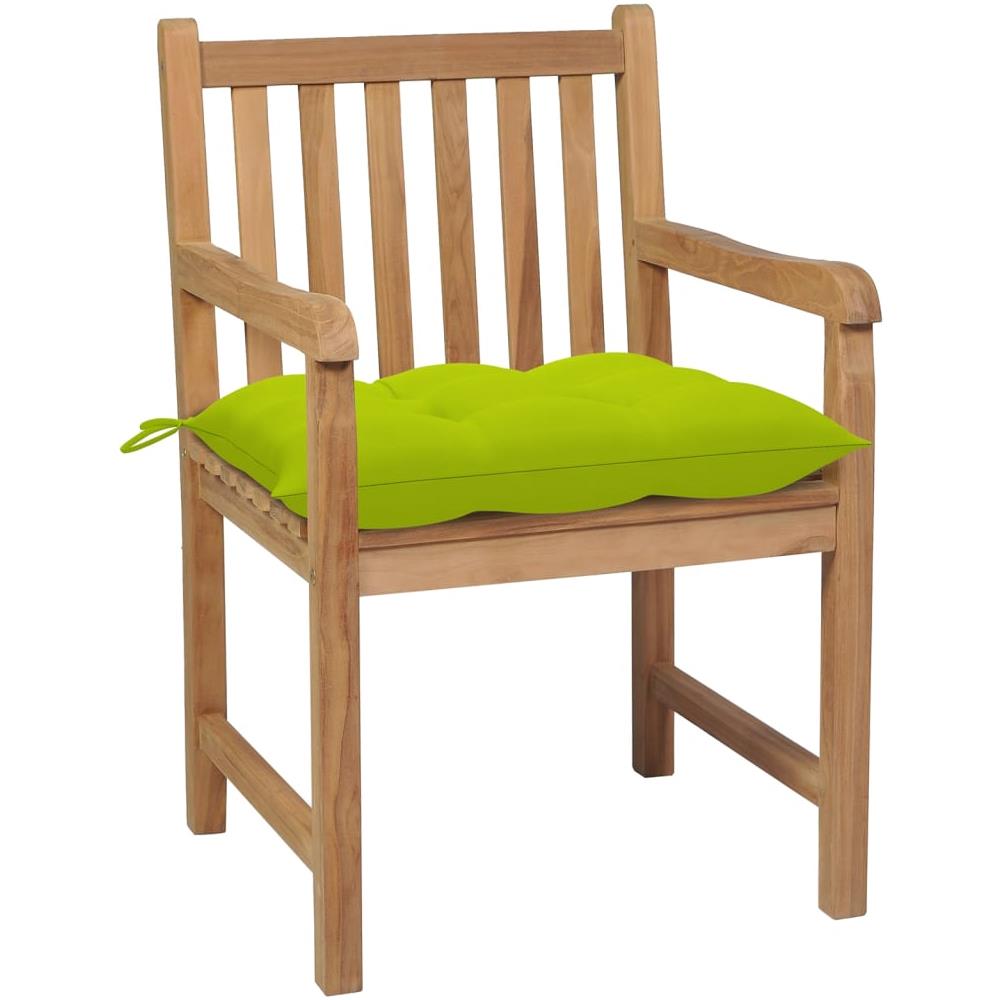 Sedie Giardino 4 pz e Cuscini Verde Brillante Massello di Teak - Foto 2